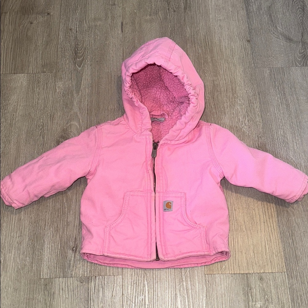 Carhartt Baby Girl Barbie Pink Shearling Lined Jacket 6 (Months) - Picture 2 of 8